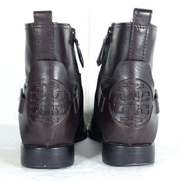 Tory Burch Women's Derby US 6M Brown Leather Flat Ankl Chelsea Bootie Boots - Picture 11 of 15